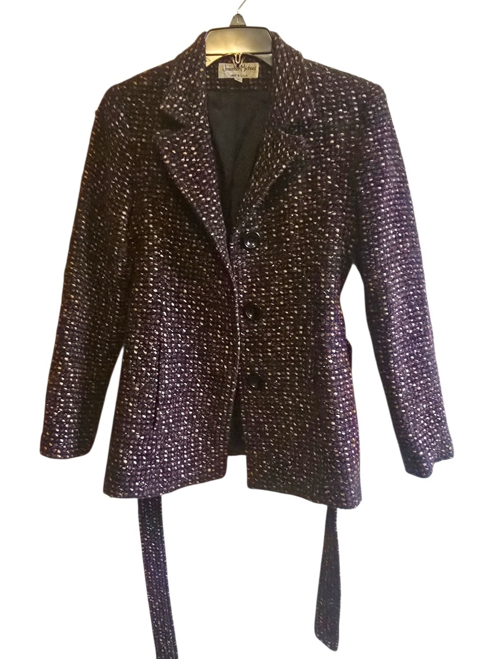 Vintage Jonathan Michael Multicolor Tweed Belted Blazer – Size 6